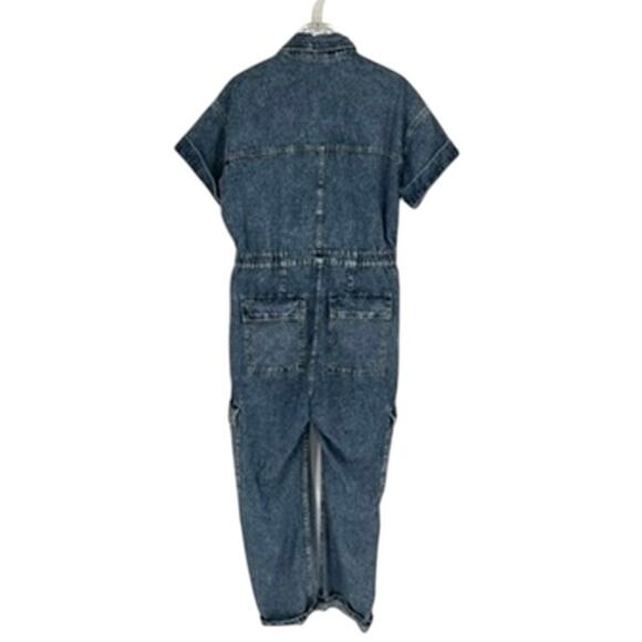 Free People Denim Jumpsuit Large We the Free Cargo Pocket - Picture 2 of 9